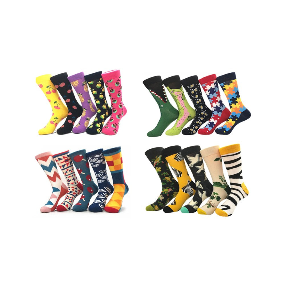 5 Pairs Novelty Printed Mens Socks Fancycustomize 9450