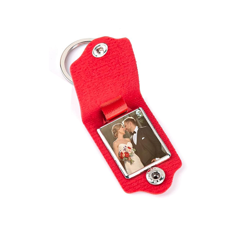 Personalized PU Leather Photo Keychain