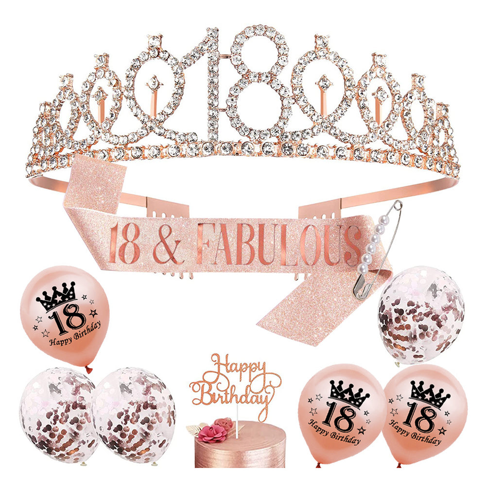 Birthday Tiara Crown and Sash Set