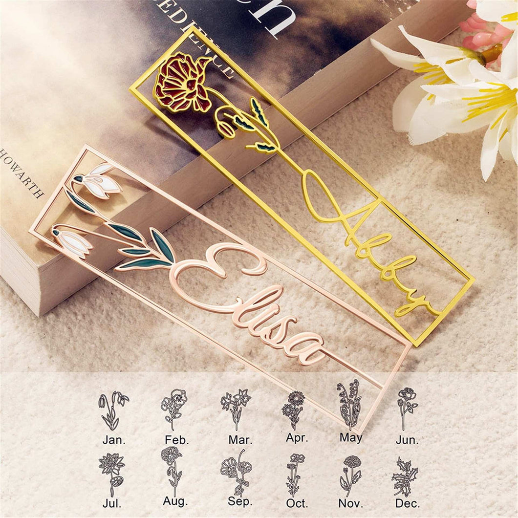 Custom Name Colorful Birthday Flower Bookmark