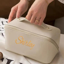 Load image into Gallery viewer, PU Leather Name Embroidered Makeup Bag
