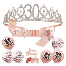 Load image into Gallery viewer, Birthday Tiara Crown and Sash Set
