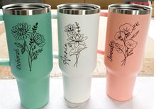 Load image into Gallery viewer, Custom Name Birth Flower 40oz Tumbler with Straw and Lid
