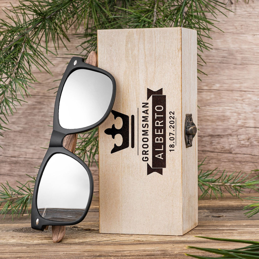 Custom Engraved Wooden Sunglasses with Box