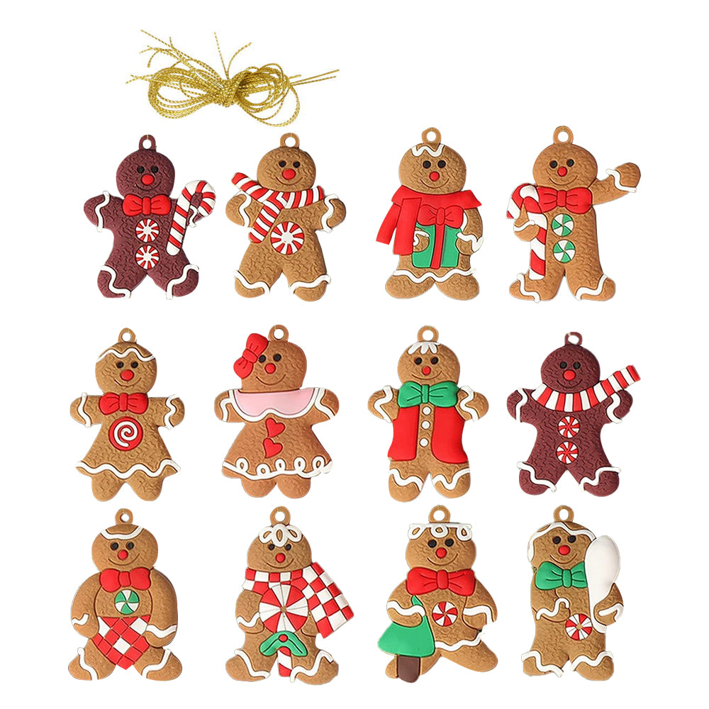 12Pcs Gingerbread Man Pendants