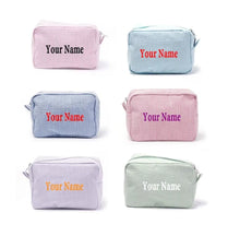 Load image into Gallery viewer, Custom Name Seersucker Cosmetic Bag
