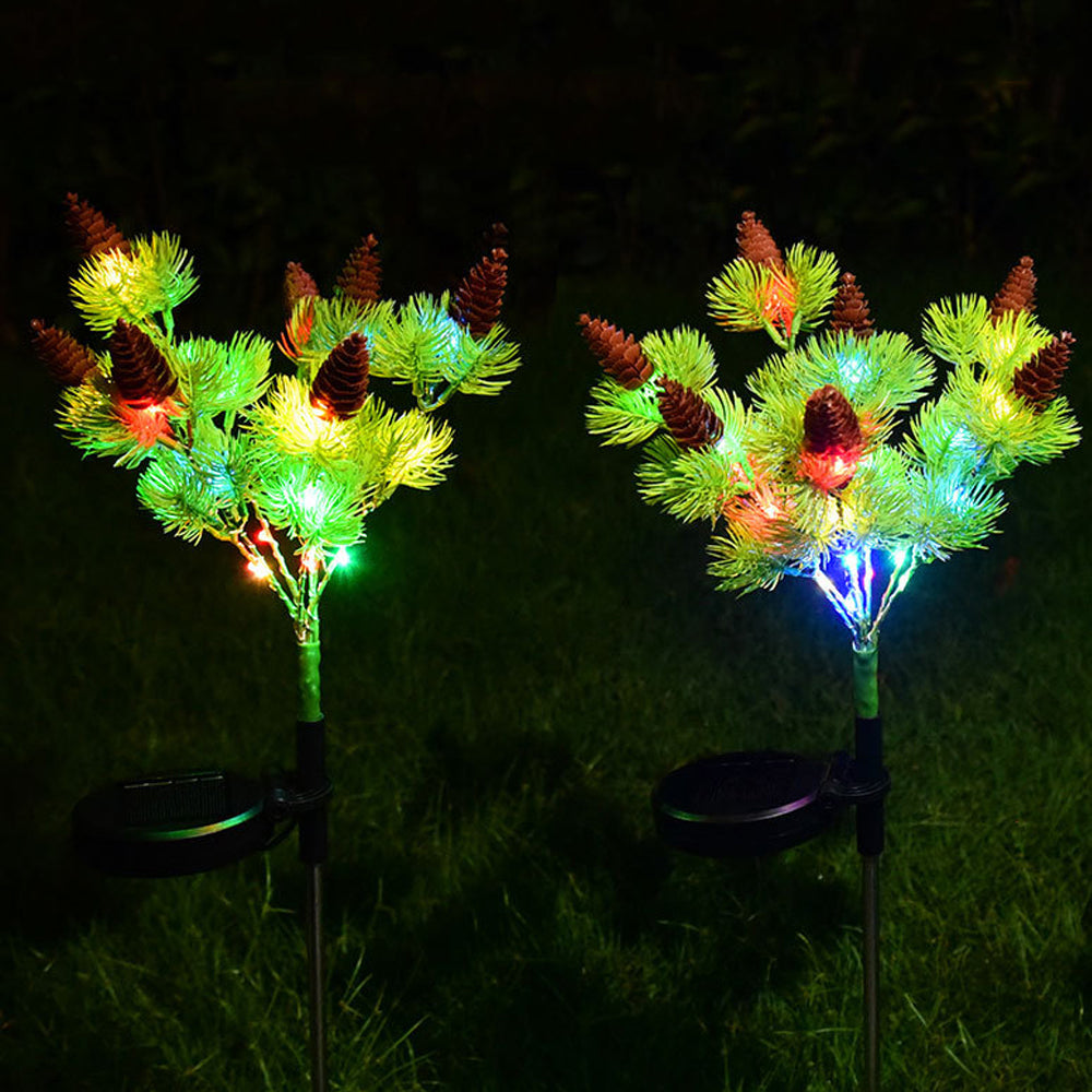 2 Pack Solar Pine Cone Flowers Light