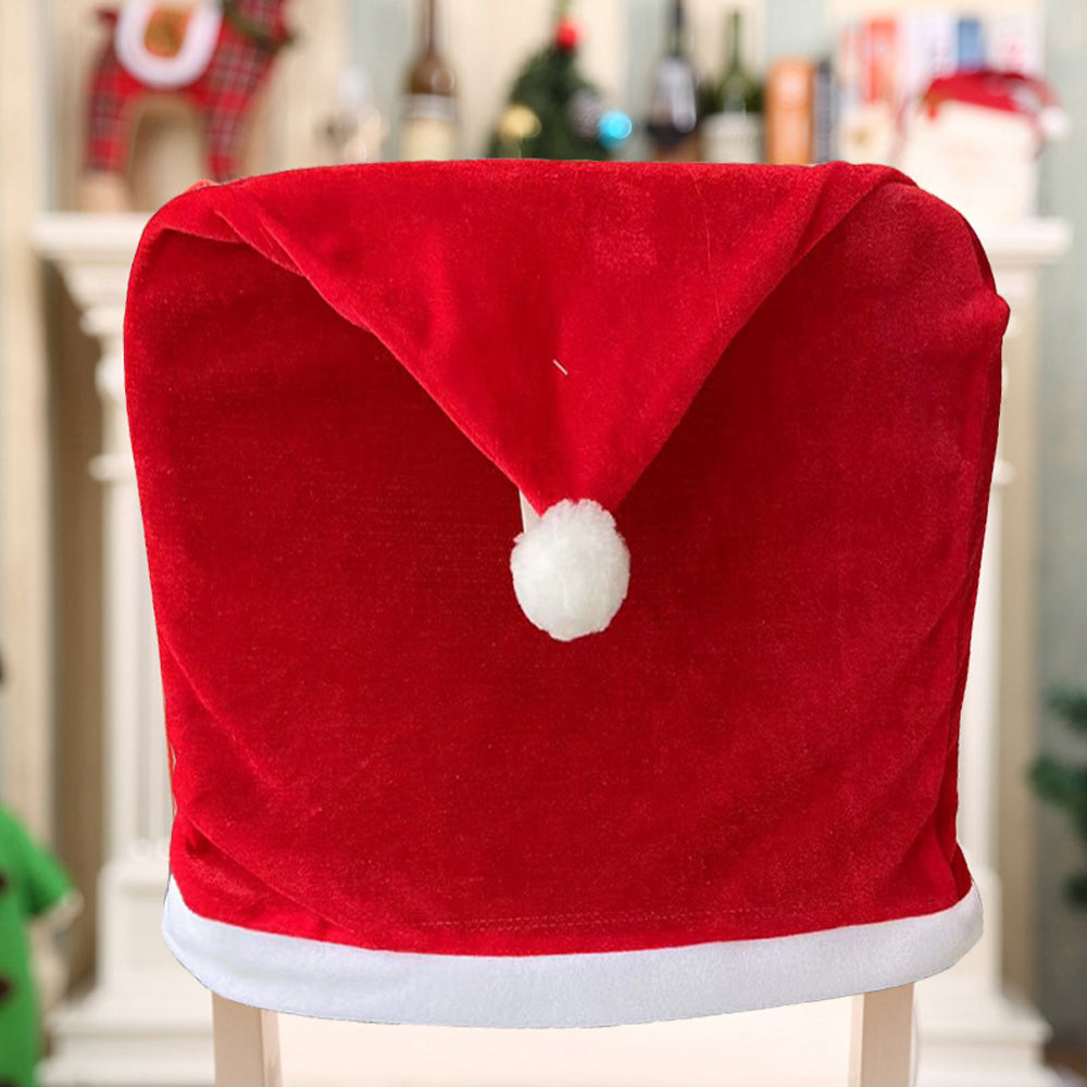 6Pcs Christmas Santa Hat Chair Cover