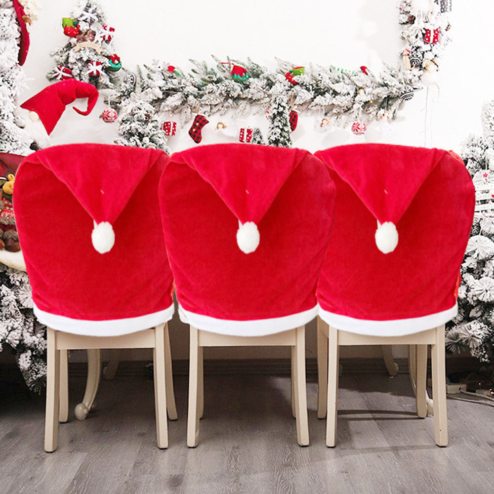 6Pcs Christmas Santa Hat Chair Cover