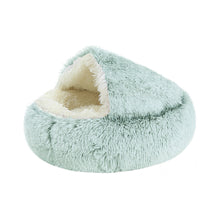 Load image into Gallery viewer, Plush Cushioned Hooded Pet Bed
