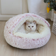 Load image into Gallery viewer, Plush Cushioned Hooded Pet Bed
