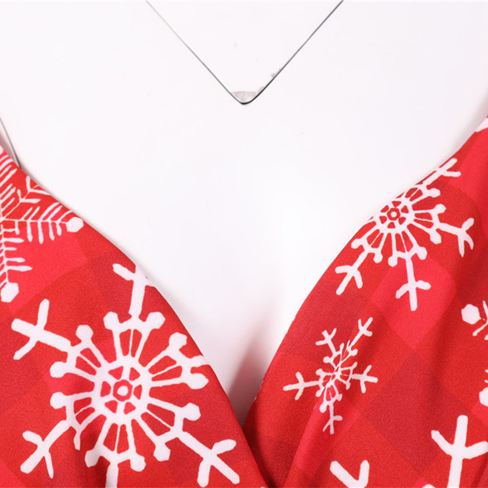 Women's Christmas V-neck Short Sleeve Dress