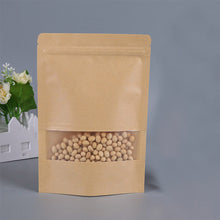 Load image into Gallery viewer, Reusable Kraft Paper Self Sealing Zipper Food Storage Bags with Visible Window
