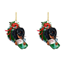 Load image into Gallery viewer, Two-Piece Dachshund Christmas Tree Decorations
