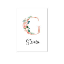 Load image into Gallery viewer, Personalised Name Floral Letter Art Canvas Print
