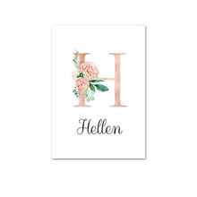 Load image into Gallery viewer, Personalised Name Floral Letter Art Canvas Print
