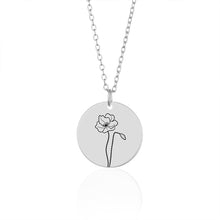 Load image into Gallery viewer, Engraved Name Carnation Flower Necklace with Box
