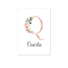 Load image into Gallery viewer, Personalised Name Floral Letter Art Canvas Print
