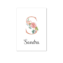 Load image into Gallery viewer, Personalised Name Floral Letter Art Canvas Print
