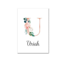 Load image into Gallery viewer, Personalised Name Floral Letter Art Canvas Print
