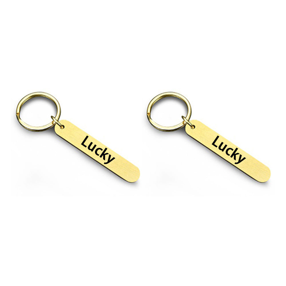 2Pcs Personalised Dual Engraved Brass Keychains