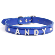 Load image into Gallery viewer, Personalised PU Leather Collar with Gloss Name Charm
