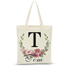 Load image into Gallery viewer, Personalised Floral Initial Tote Bags
