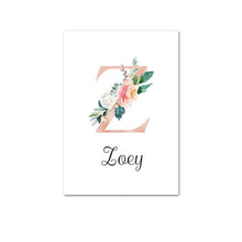 Load image into Gallery viewer, Personalised Name Floral Letter Art Canvas Print
