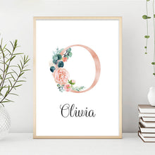 Load image into Gallery viewer, Personalised Name Floral Letter Art Canvas Print
