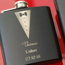 Load image into Gallery viewer, Personalised Engraved 6oz Hip Flask Set
