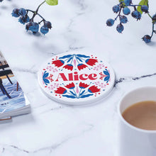 Load image into Gallery viewer, 2Pcs Personalised Floral Name Ceramic Coaster
