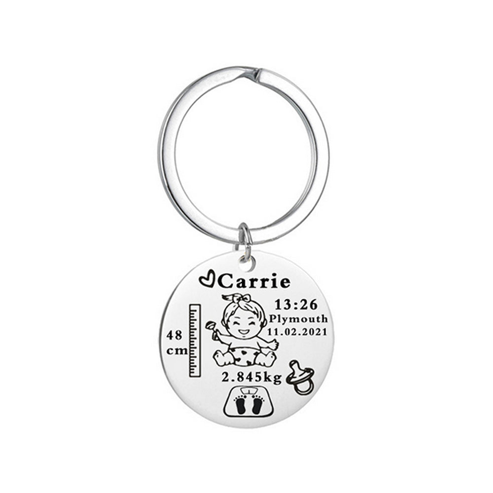 Personalised Baby Name Date Keychain