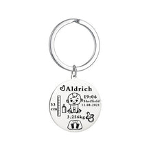 Load image into Gallery viewer, Personalised Baby Name Date Keychain
