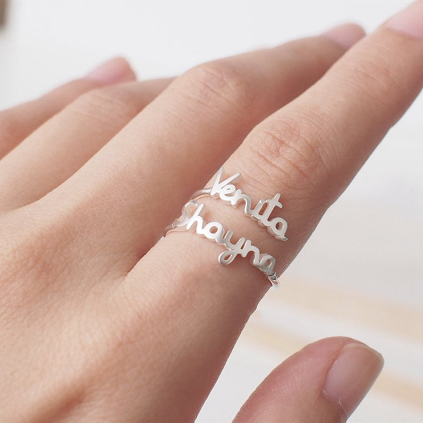 Double name deals personalised ring