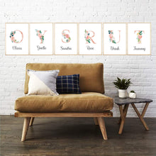 Load image into Gallery viewer, Personalised Name Floral Letter Art Canvas Print
