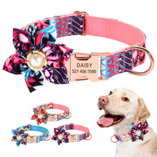 Load image into Gallery viewer, Personalized Gold Buckle Floral Pet Collar
