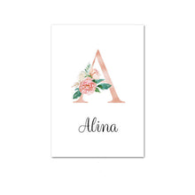 Load image into Gallery viewer, Personalised Name Floral Letter Art Canvas Print
