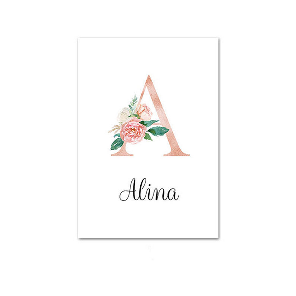 Personalised Name Floral Letter Art Canvas Print