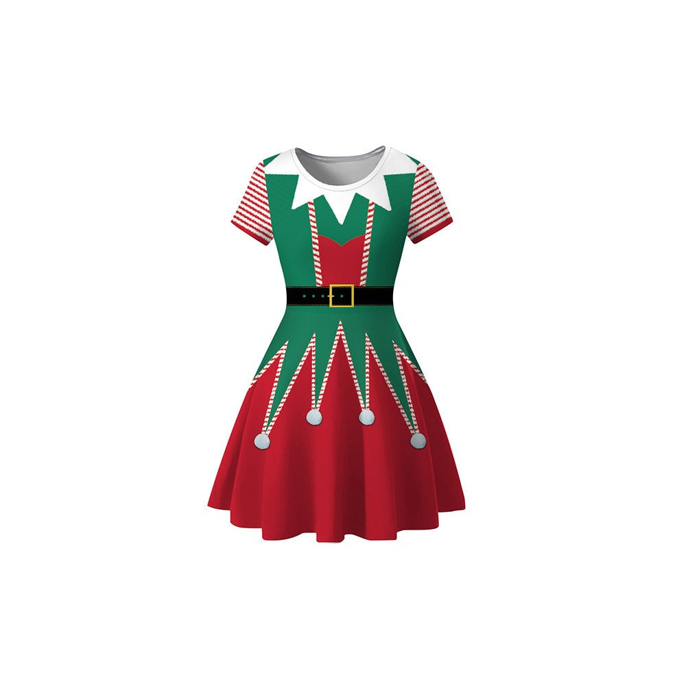 Christmas Printed Short Dress