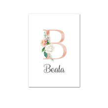 Load image into Gallery viewer, Personalised Name Floral Letter Art Canvas Print
