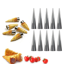 Load image into Gallery viewer, 10Pcs Stainless Steel Baking Cones Cream Horn Mould
