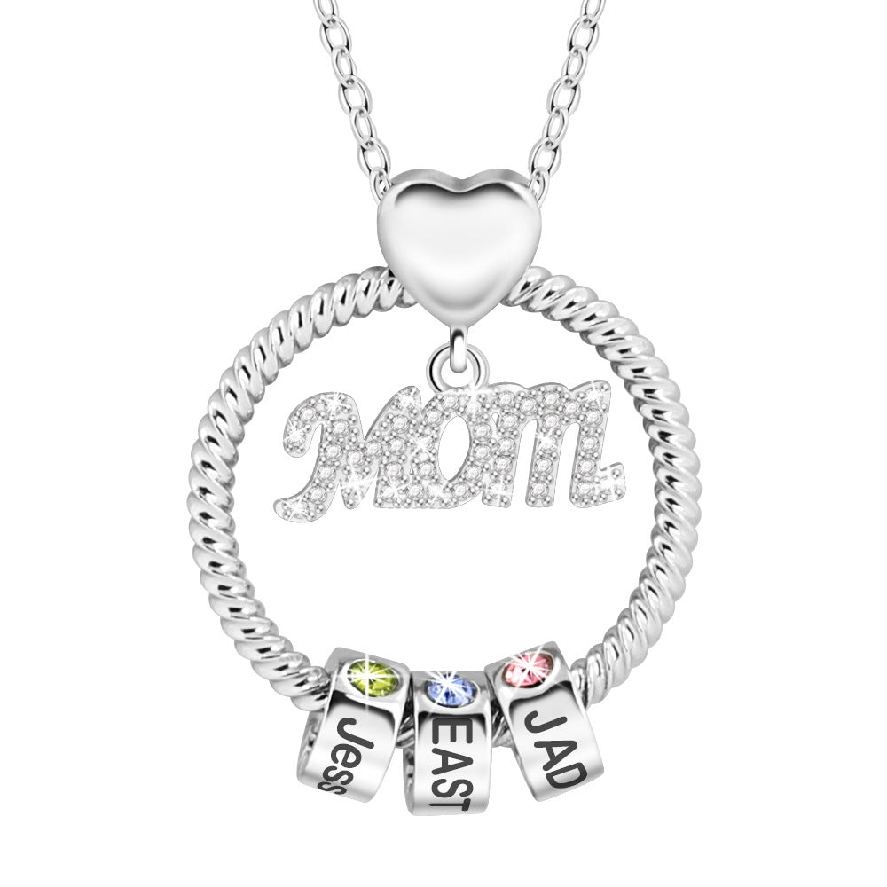 Personalised Family Name Birthstone Necklace