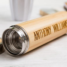 Load image into Gallery viewer, Personalised Insulated Bamboo Water Bottles
