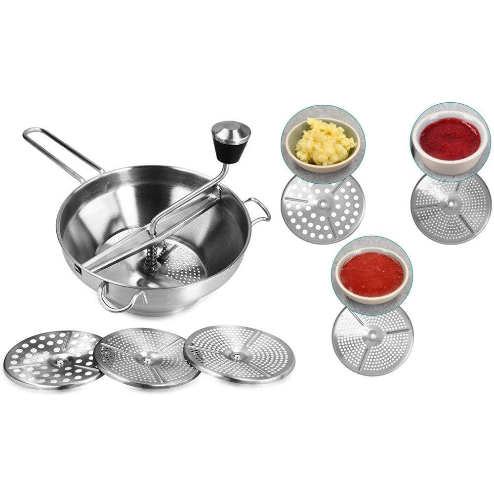Stainless Steel Rotary Food Mill Food Puree Maker with 3 Discs