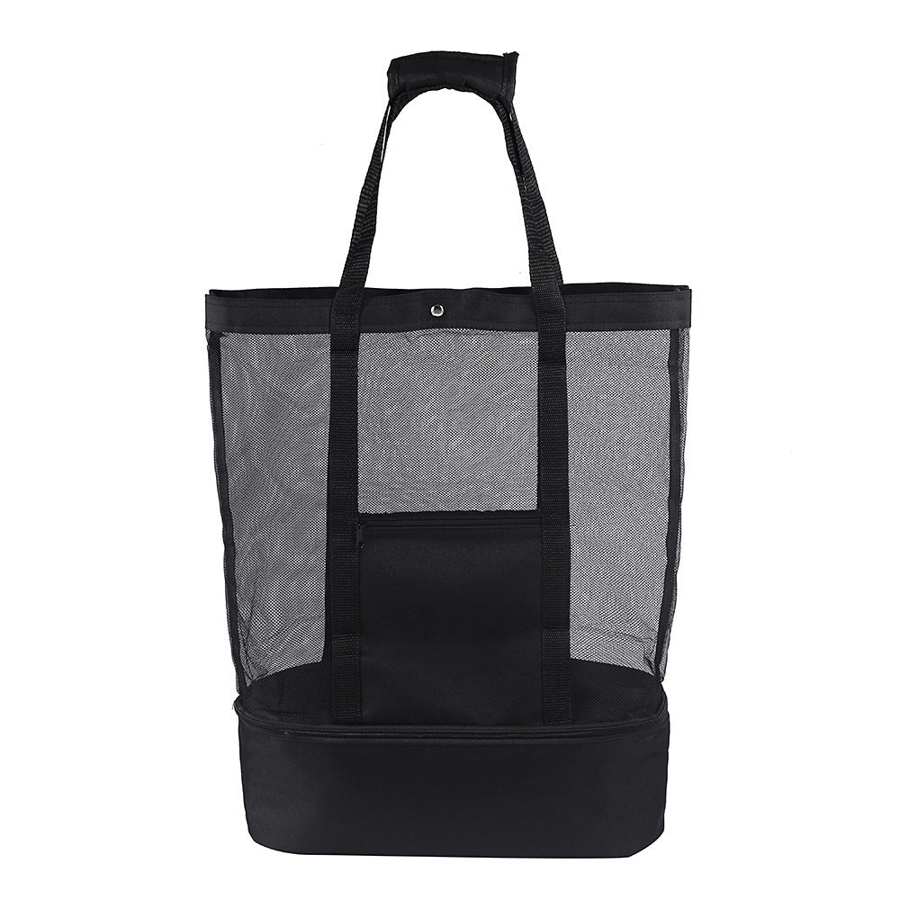 Unisex Mesh Beach Bag with Insulated Cooler