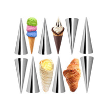Load image into Gallery viewer, 10Pcs Stainless Steel Baking Cones Cream Horn Mould
