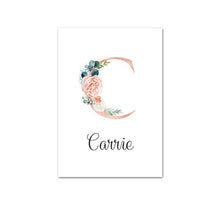 Load image into Gallery viewer, Personalised Name Floral Letter Art Canvas Print
