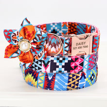 Load image into Gallery viewer, Personalized Gold Buckle Floral Pet Collar and Leash Set
