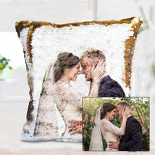 Load image into Gallery viewer, Personalized 40cm x 40cm Photo Sequin Pillow Cover
