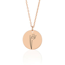 Load image into Gallery viewer, Engraved Name Carnation Flower Necklace with Box

